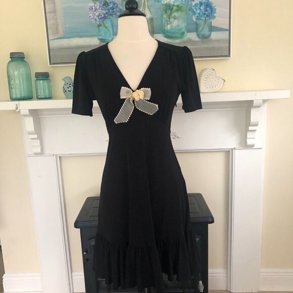Vintage Michael Kors Black Dress W/Added Whimsical Bow Small - Picture 7 of 10